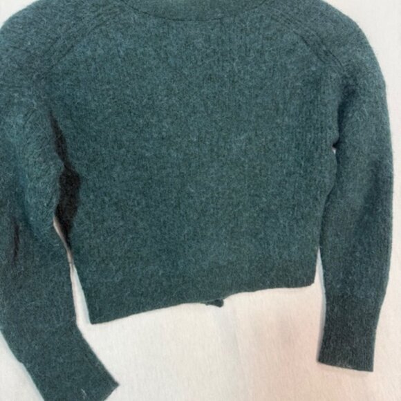 J.Crew Alpaca Wool Cardigan M Green Button Front Cropped Soft Cozy - Picture 7 of 9